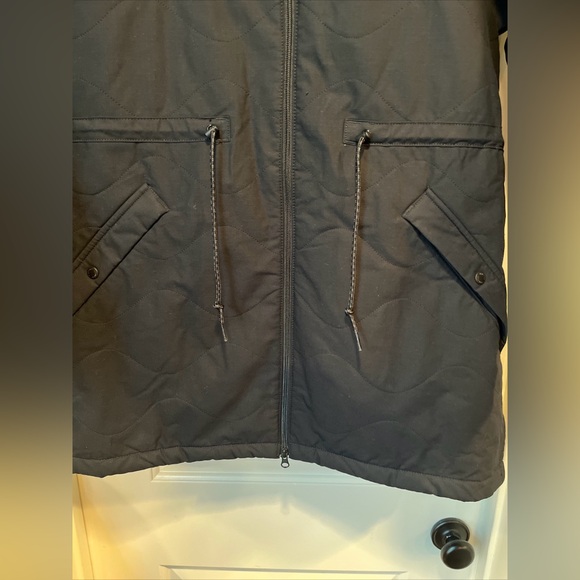 Womens Large Columbia Crystal Crest Quilted Jacket Black Hooded Sherpa Lined - Picture 8 of 16